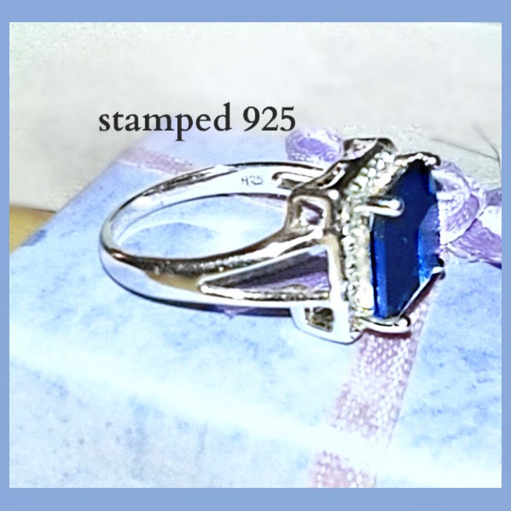 Sterling Silver Lab Created Blue Sapphire Ring